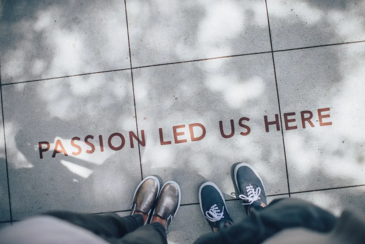 A shared-purpose message and footsteps gathered on the floor